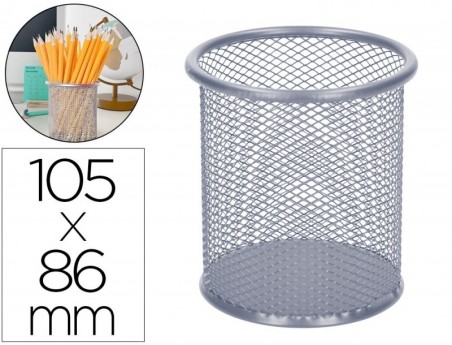 PORTA-LAPIS REDONDO, METALICO DE REDE - PRATA
