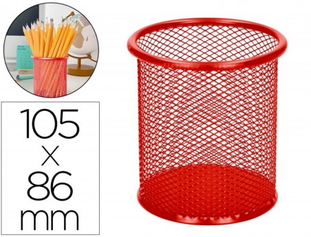 PORTA-LAPIS REDONDO, METALICO DE REDE - VERMELHA
