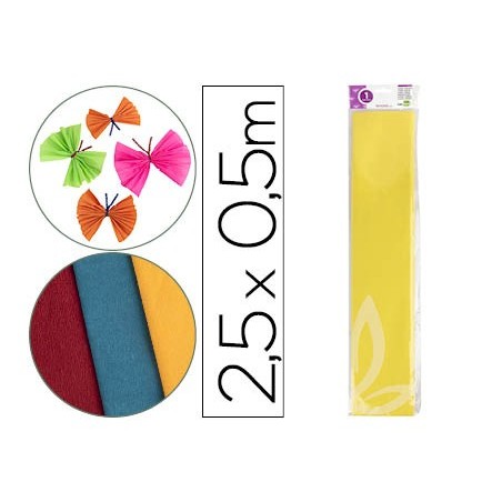 PAPEL CREPE EM CELOFANE 50 CM X 2,5 M. AMARELO CLASSICO