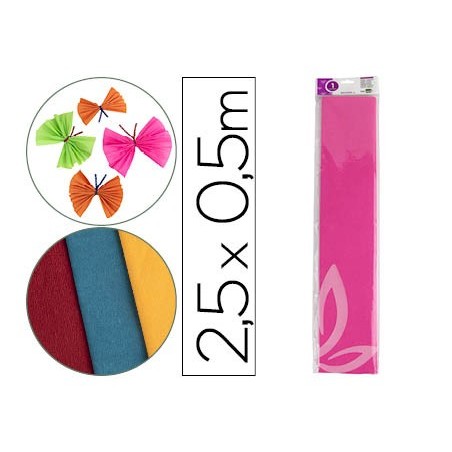 PAPEL CREPE EM CELOFANE 50 CM X 2,5 M. ROSA FORTE CLASSICO