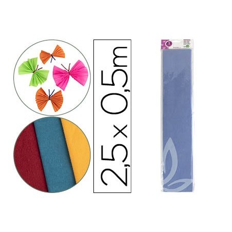PAPEL CREPE EM CELOFANE 50 CM X 2,5 M. CELESTE CLASSICO