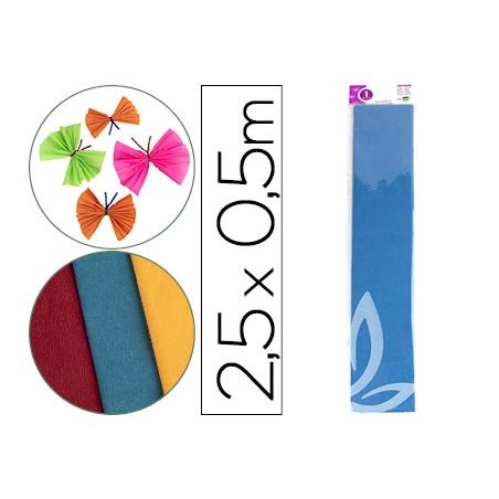 PAPEL CREPE EM CELOFANE 50 CM X 2,5 M AZUL CLASSICO