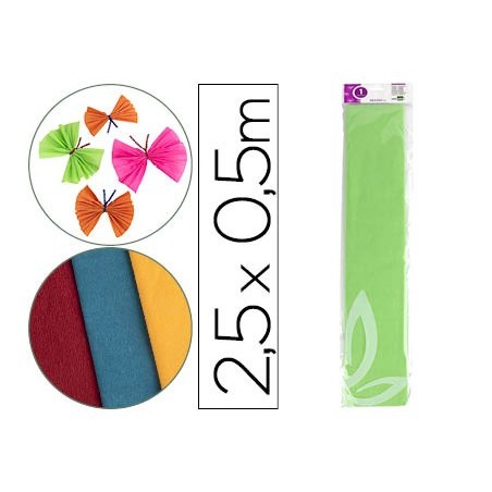 PAPEL CREPE EM CELOFANE 50 CM X 2,5 M. VERDE-CLARO CLASSICO
