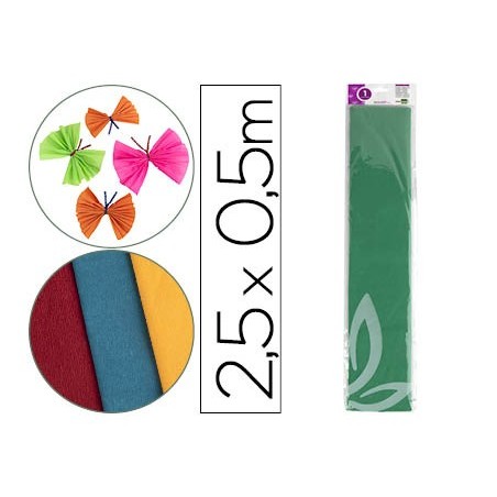 PAPEL CREPE EM CELOFANE 50 CM X 2,5 M. VERDE CLASSICO
