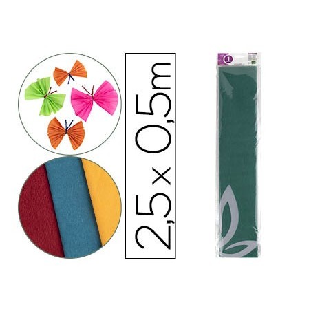 PAPEL CREPE EM CELOFANE 50 CM X 2,5 M. VERDE-ESCURO CLASSICO