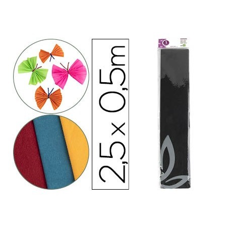 PAPEL CREPE EM CELOFANE 50 CM X 2,5 M. PRETO CLASSICO