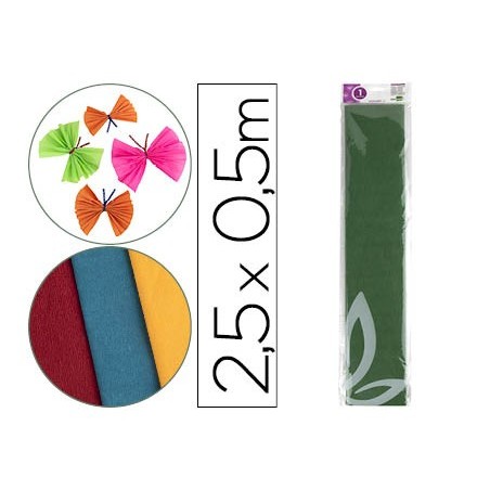 PAPEL CREPE EM CELOFANE 50 CM X 2,5 M. VERDE AZEITONA CLASSI