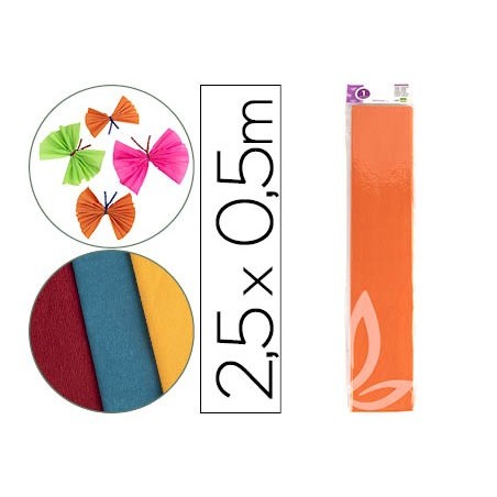 PAPEL CREPE EM CELOFANE 50 CM X 2,5 M. LARANJA CLASSICO