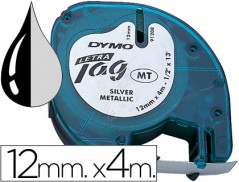 FITA DYMO PARA MAQUINA DE GRAVAR LETRATAG 12 MM X 4 MT METAL