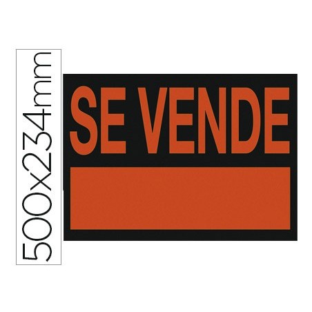 CARTEL PLASTICO "SE VENDE" ROJO FLUORESCENTE -497X234 MM