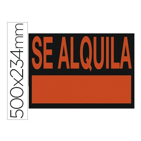 CARTEL PLASTICO "SE ALQUILA" ROJO FLUORESCENTE -497X234 MM