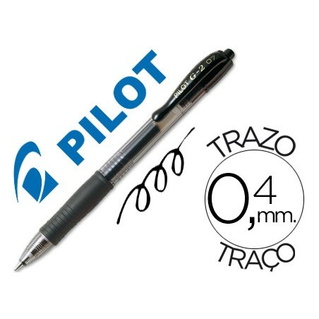 12un ESFEROGRAFICA PILOT G-2 PRETO TINTA GEL -RETRATIL -COM