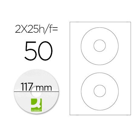 ETIQUETAS ADESIVA A4, Q-CONNECT, 117 MM, DIAMETRO