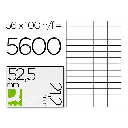 ETIQUETAS ADESIVA A4, Q-CONNECT, 52,5 X 21,2 MM