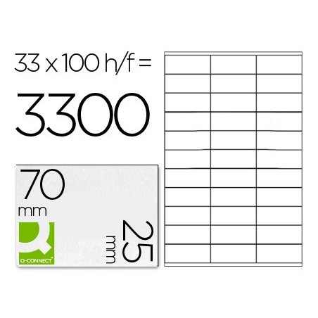 ETIQUETAS ADESIVA A4, Q-CONNECT, 70 X 25 MM
