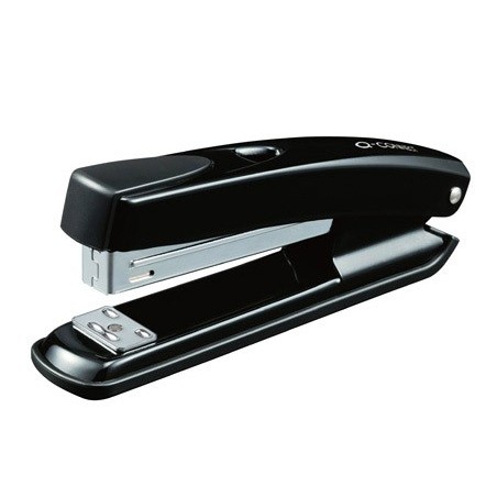 AGRAFADOR Q-CONNECT, PLASTICO ABS PRETO, CAP. 20 FLS.