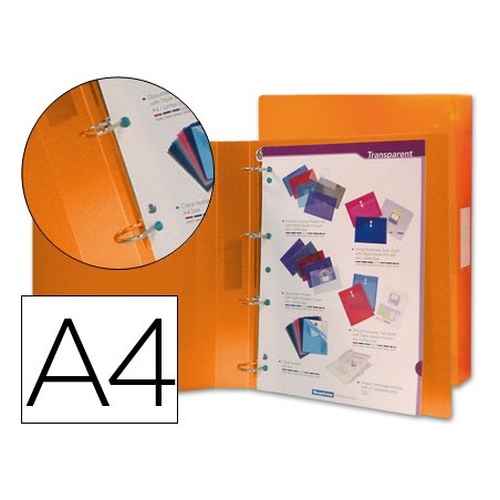 PASTA EM POLIPROPILENO BEAUTONE, A4, 4 ANEIS LARANJA FROSTY