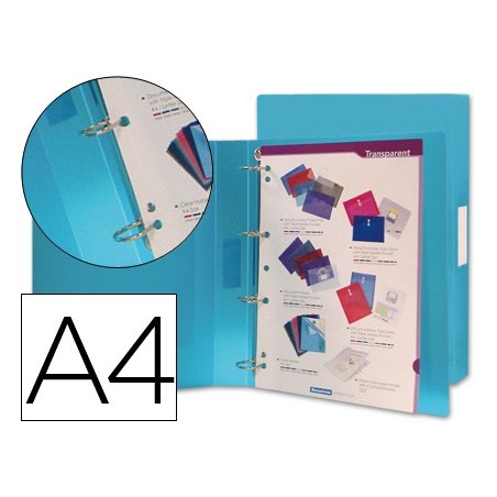 PASTA EM POLIPROPILENO BEAUTONE, A4, 4 ANEIS AZUL FROSTY