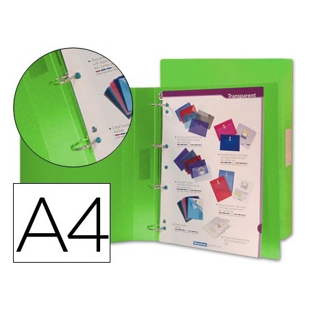 PASTA EM POLIPROPILENO BEAUTONE, A4, 4 ANEIS VERDE FROSTY