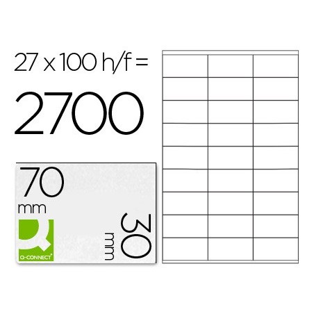 ETIQUETAS ADESIVA A4, Q-CONNECT, 70 X 30 MM