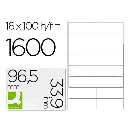 ETIQUETAS ADESIVA A4, Q-CONNECT, 96,5 X 33,9 MM