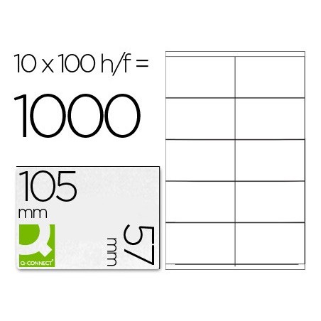 ETIQUETAS ADESIVA A4, Q-CONNECT, 105 X 57 MM