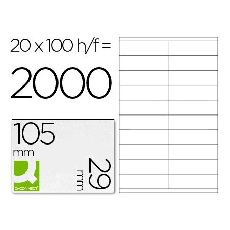 ETIQUETAS ADESIVA A4, Q-CONNECT, 105 X 29 MM