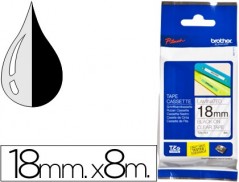 FITA BROTHER TZ-141 LAMINADA TRANSPARENTE-PRETO 18 MM X 8M