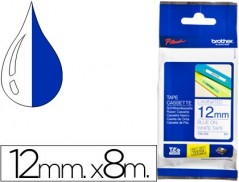 FITA BROTHER TZ-233 LAMINADA BRANCO-AZUL 12MM X 8M