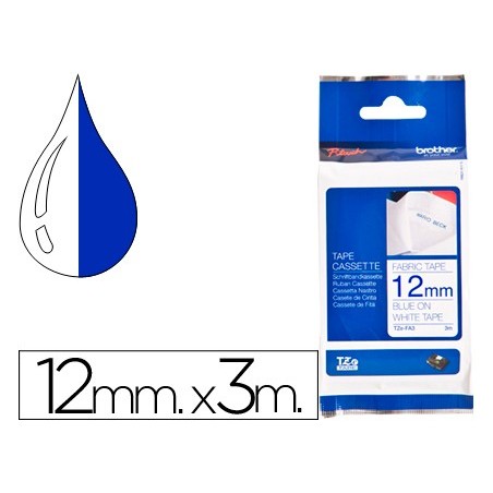 FITA BROTHER TZ-FA3 TEXTIL BRANCO-PRETO 12 MM X 3 M