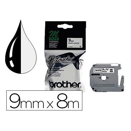 FITA BROTHER M-K221 PRETO-BRANCO 9 MM X 8 MT CONSUMIVEIS PAR