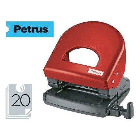 PERFURADOR PETRUS 62 COLOR, CAP. 20 FOLHAS - VERMELHO