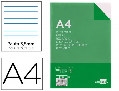 RECARGA LIDERPAPEL FOLIO 100 F 4TF-09 2 LINHAS PAUTA LARGA 4