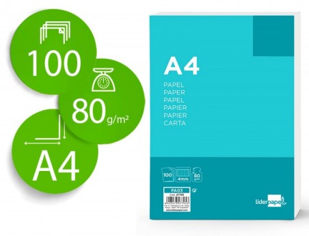 PAPEL DE ESCRITA 80 GRS. LIDERPAPEL, QUADRICULADO, S/FUROS