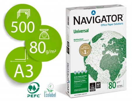 PAPEL FOTOCOPIA NAVIGATOR, A3, EMB. 500 FOLHAS, 80 GRS