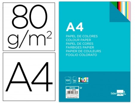 PAPEL DE COR LIDERPAPEL A4 EMB. 100 FLS 10 CORES X 10 FOLHAS
