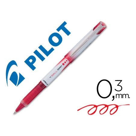12un MARCADOR PILOT ROLLER V-BALL GRIP VERMELHO 05 MM