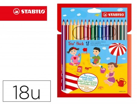 LAPIS DE CORES TRIO STABILO. 18 UNIDADES