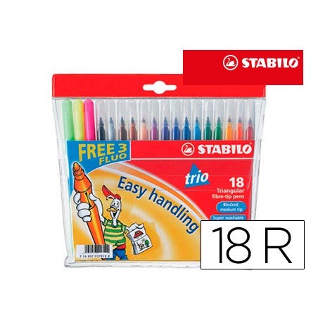 MARCADOR TRIO STABILO 18 CORES