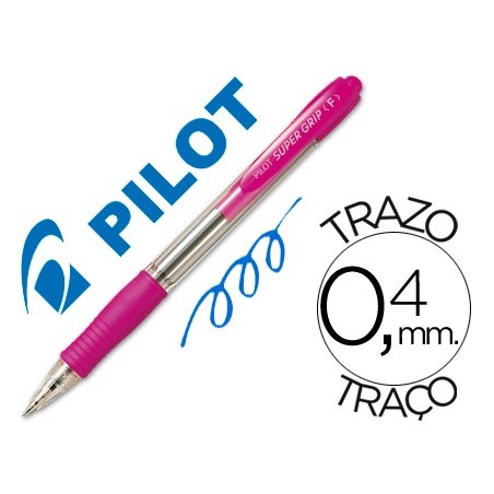 12un ESFEROGRAFICA PILOT SUPER GRIP ROSA -RETRATIL -COM GRIP