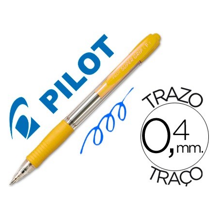 12un ESFEROGRAFICA PILOT SUPER GRIP AMARELO -RETRATIL -COM G
