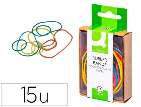 ELASTICOS DE CORES Q-CONNECT CAIXA DE 15 GR