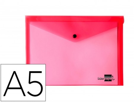 12un BOLSA PORTA DOCUMENTOS LIDERPAPEL, COM MOLA, A5, VERMEL