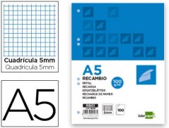 RECARGA LIDERPAPEL 100 FLS 100 GRS A5 QUADRICULADO