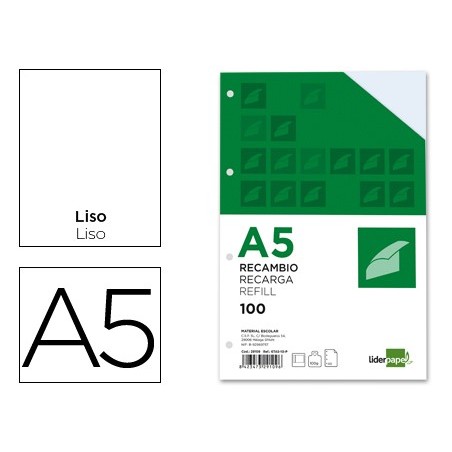 RECARGA LIDERPAPEL 100 FLS 100 GRS A5 LISO