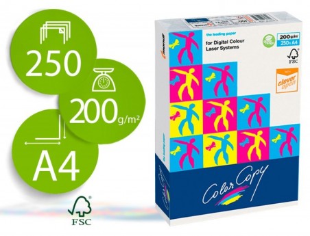 PAPEL COLOR COPY BRILHANTE, EMB. 250 FLS, 200 GRS, A4