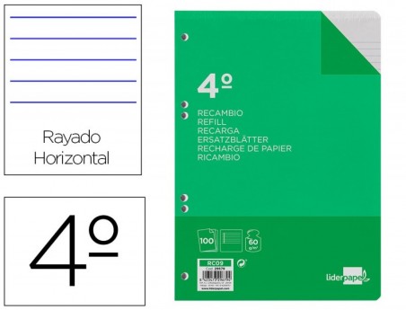 RECARGA LIDERPAPEL QUARTO 100 F 6TC-02 1 RAYA HORIZONTAL 6 F