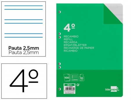 RECARGA LIDERPAPEL QUARTO 100 F 6TC-03 2 LINHAS PAUTA ESTREI