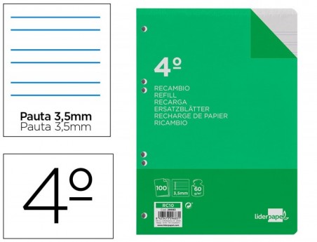 RECARGA LIDERPAPEL QUARTO 100 F 6TC-09 2 LINHAS PAUTA LARGA