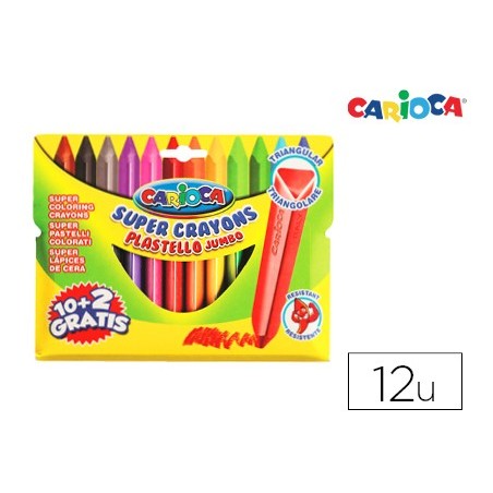 LAPICES DE CERA CARIOCA JUMBO TRIANGULAR CAJA DE 12 COLORES